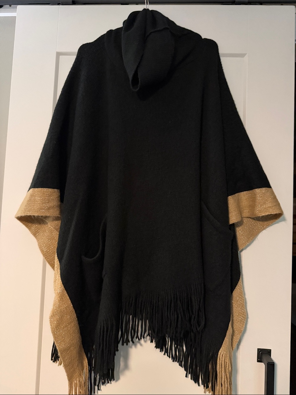 torrid Black Hooded Poncho with Gold Trim Accents